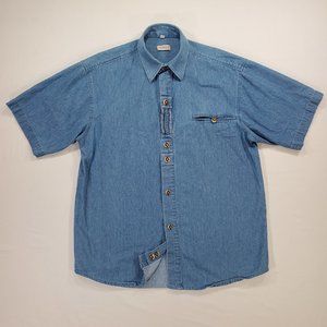 Landhaus C&A Naturally Shirt Mens Medium Blue Denim Classic Fit Button Up Casual